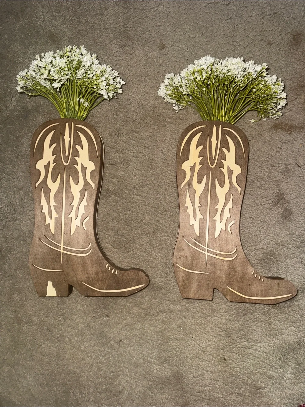 Rustic Cowboy Boot Wood Wall Decor - Brown